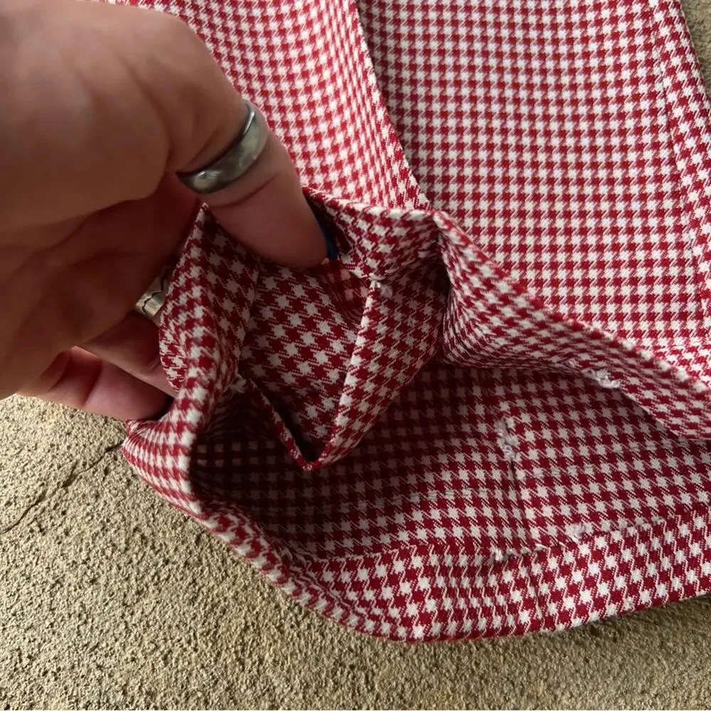 Vintage 60s 70s red white houndstooth cuffed dress slacks MEDIUM?